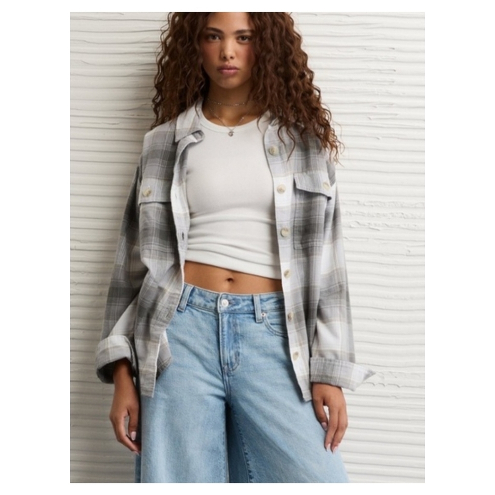 HOLLISTER Boyfriend Fit Plaid Flannel Shirt